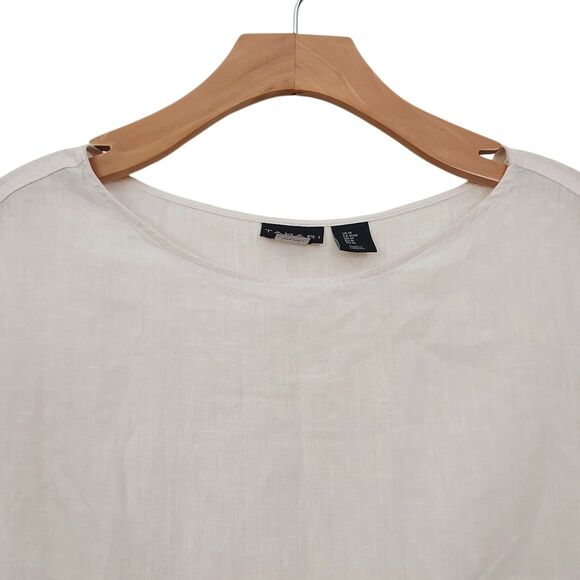 Tahari Mini Dress Womens Medium Gray Linen 3/4 Sleeve Color Block Button Back - Picture 3 of 11